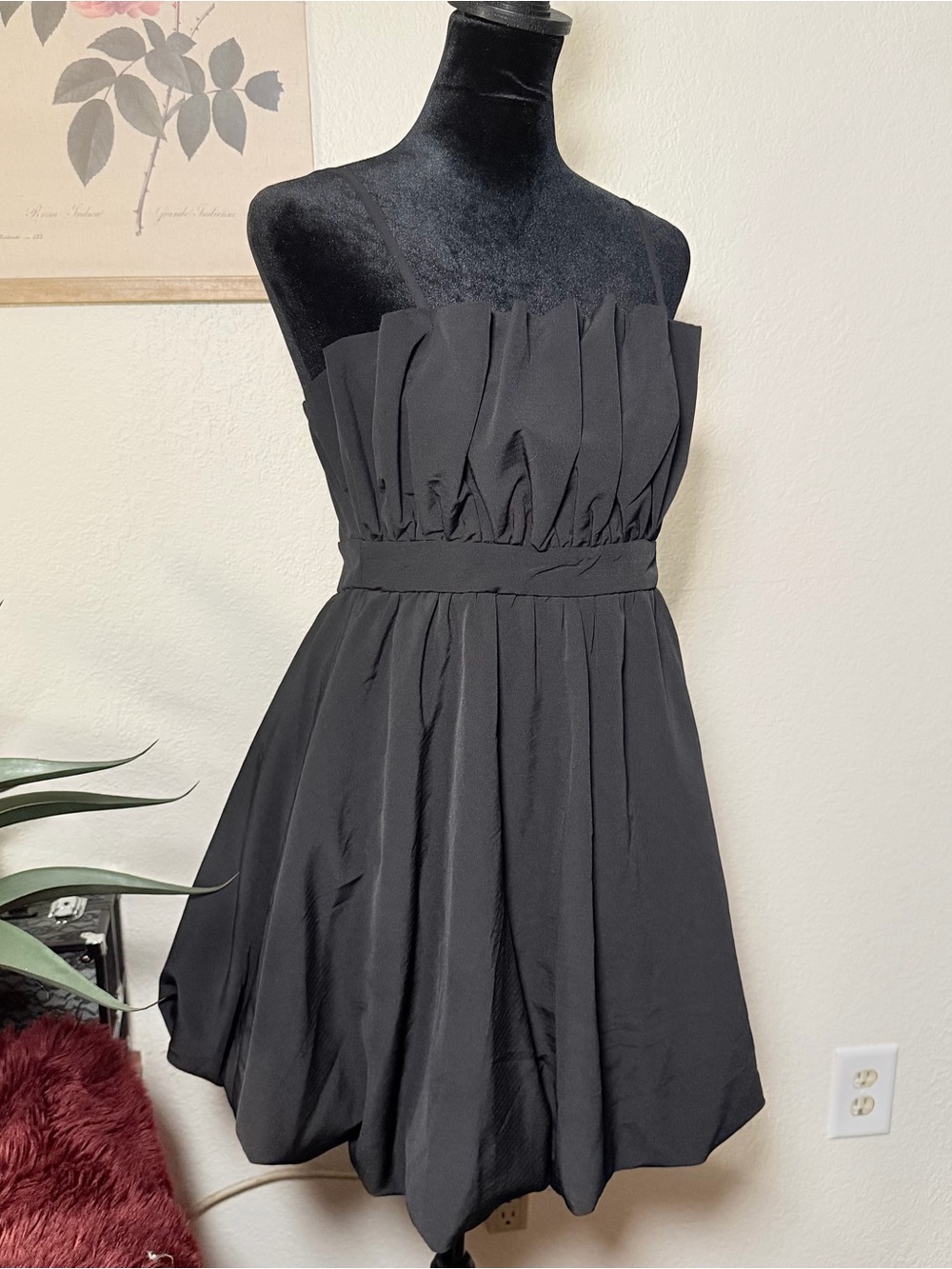 Black Mini Pleated A Line Dress
